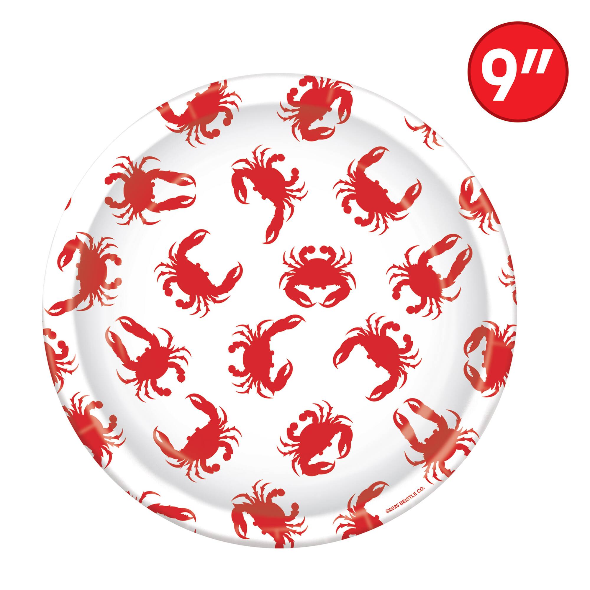 Beistle 9" White & Red Crab Plates, 16ct.